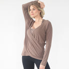 Charlotte two way nursing sweater, reversible, sweat and milk, camel