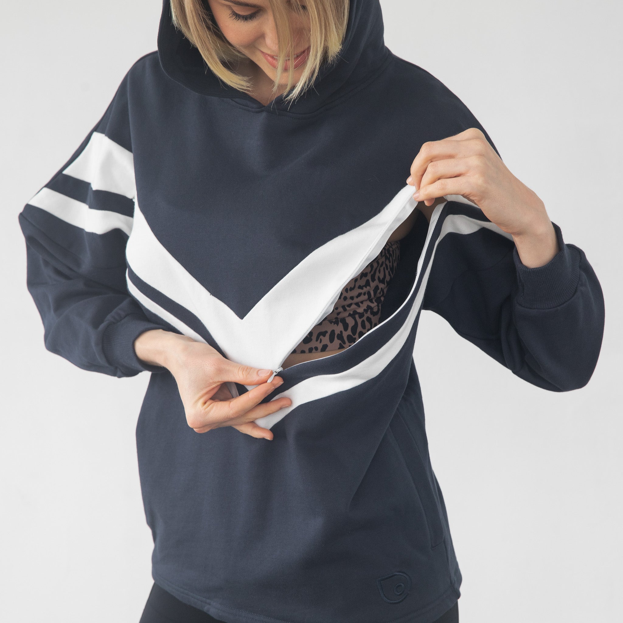 Con Asesor fusible Isabella The Organic Oversized Nursing & Pregnancy Hoodie (Navy White) –  Sweat and Milk LLC