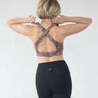 Venice 5 high impact nursing & pumping sports bra, large chested, brown leopard, sweat and milk