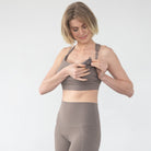 Venice 5 High Impact Nursing and Pumping sports bra, brown, sweat & milk, large chested