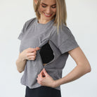 Abigail nursing short sleeve, gray, sweat and milk