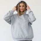 Isabella nursing and pregnancy hoodie, heather gray, sweat and milk