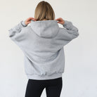 Isabella nursing and pregnancy hoodie, heather gray, sweat and milk