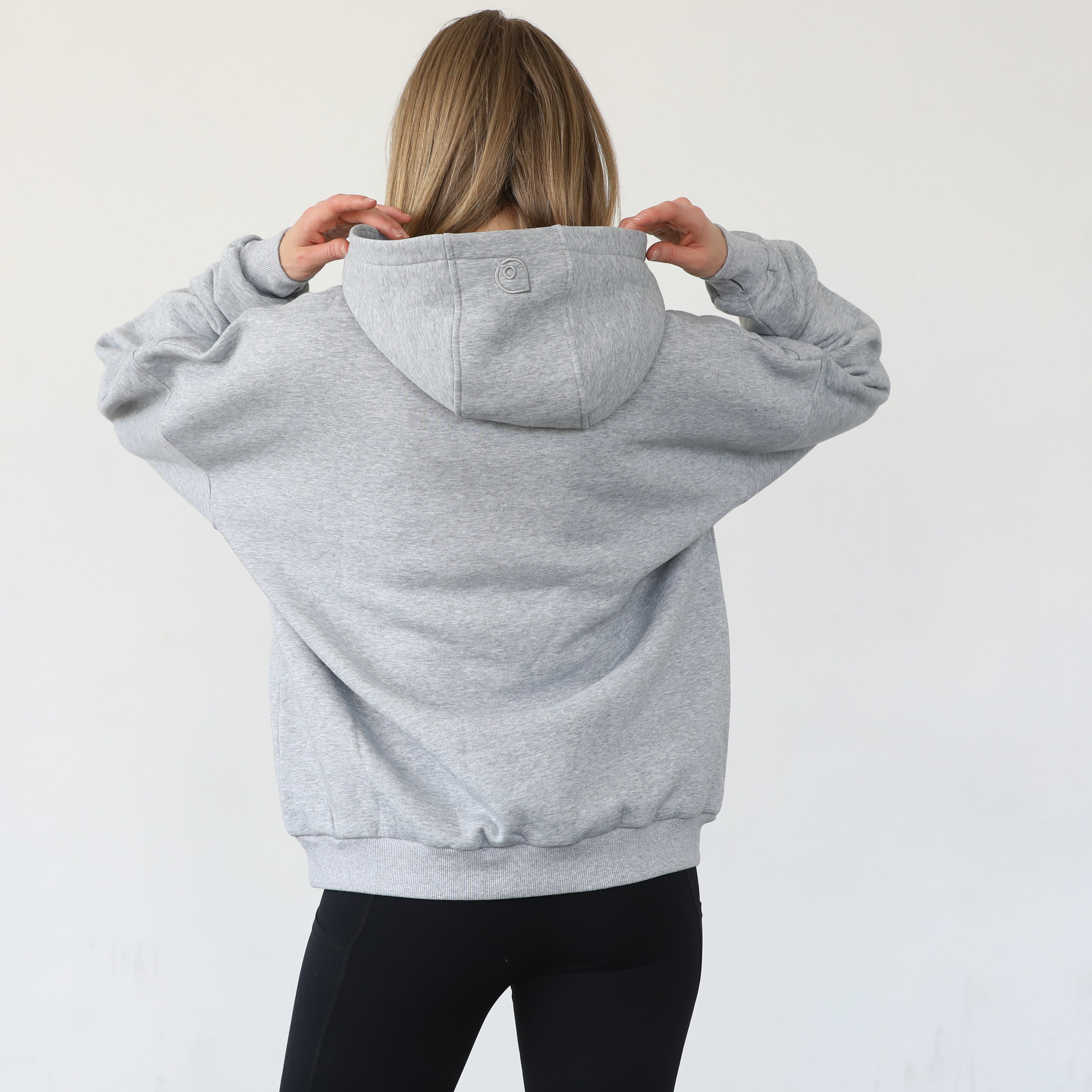 Isabella nursing and pregnancy hoodie, heather gray, sweat and milk