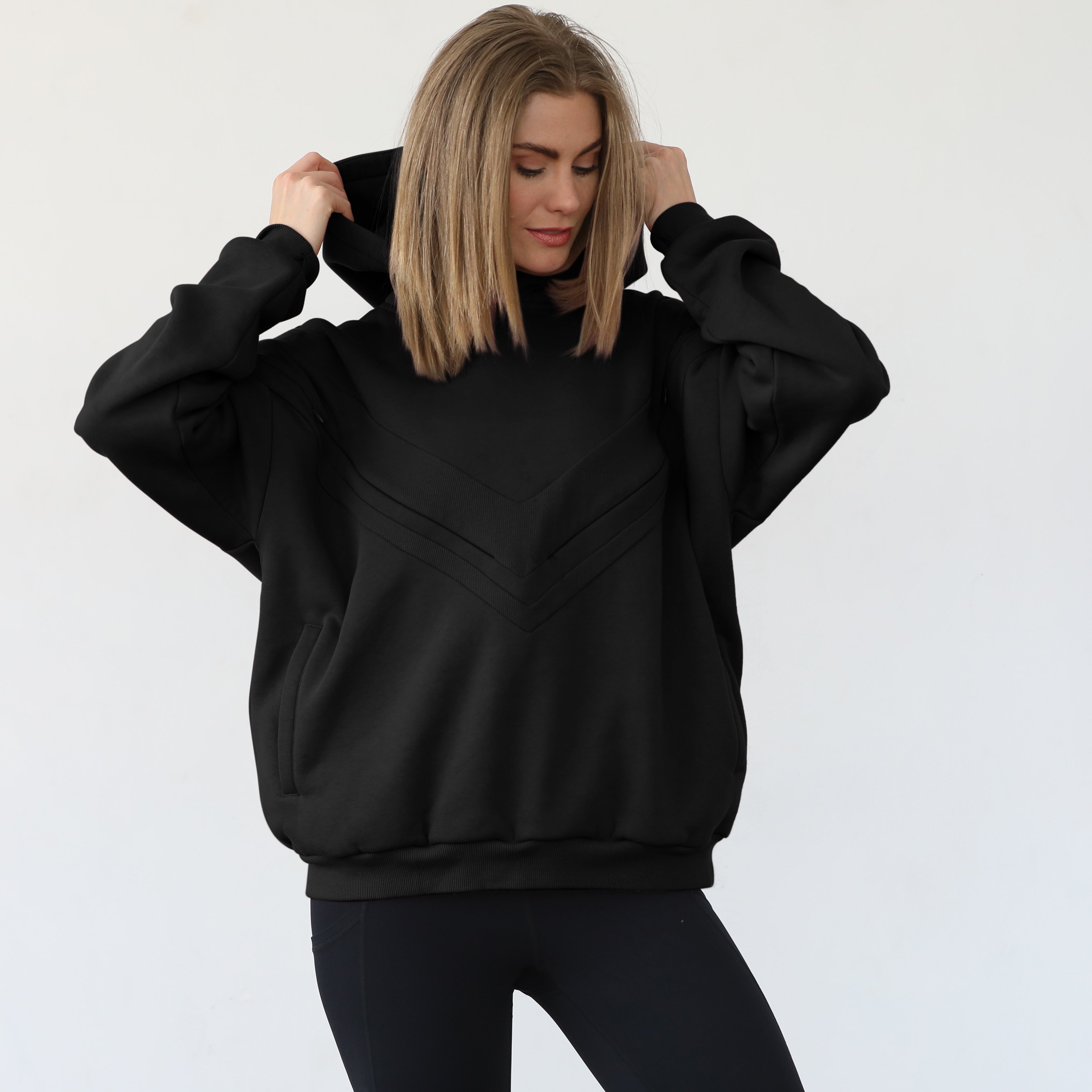 Isabella nursing and pregnancy hoodie, noir, sweat and milk