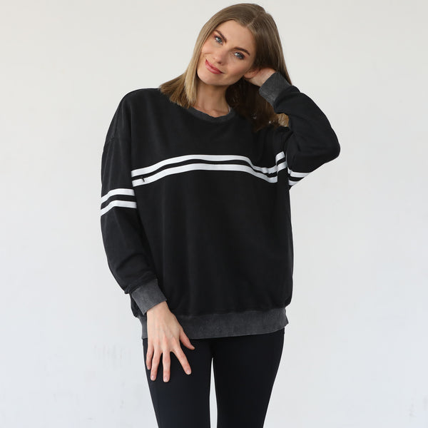 Celine Slouchy Nursing Pullover (Heather Gray) in Faded Black