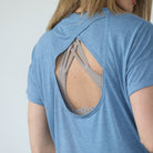 Abigail nursing short sleeve top, pacific blue, sweat and milk