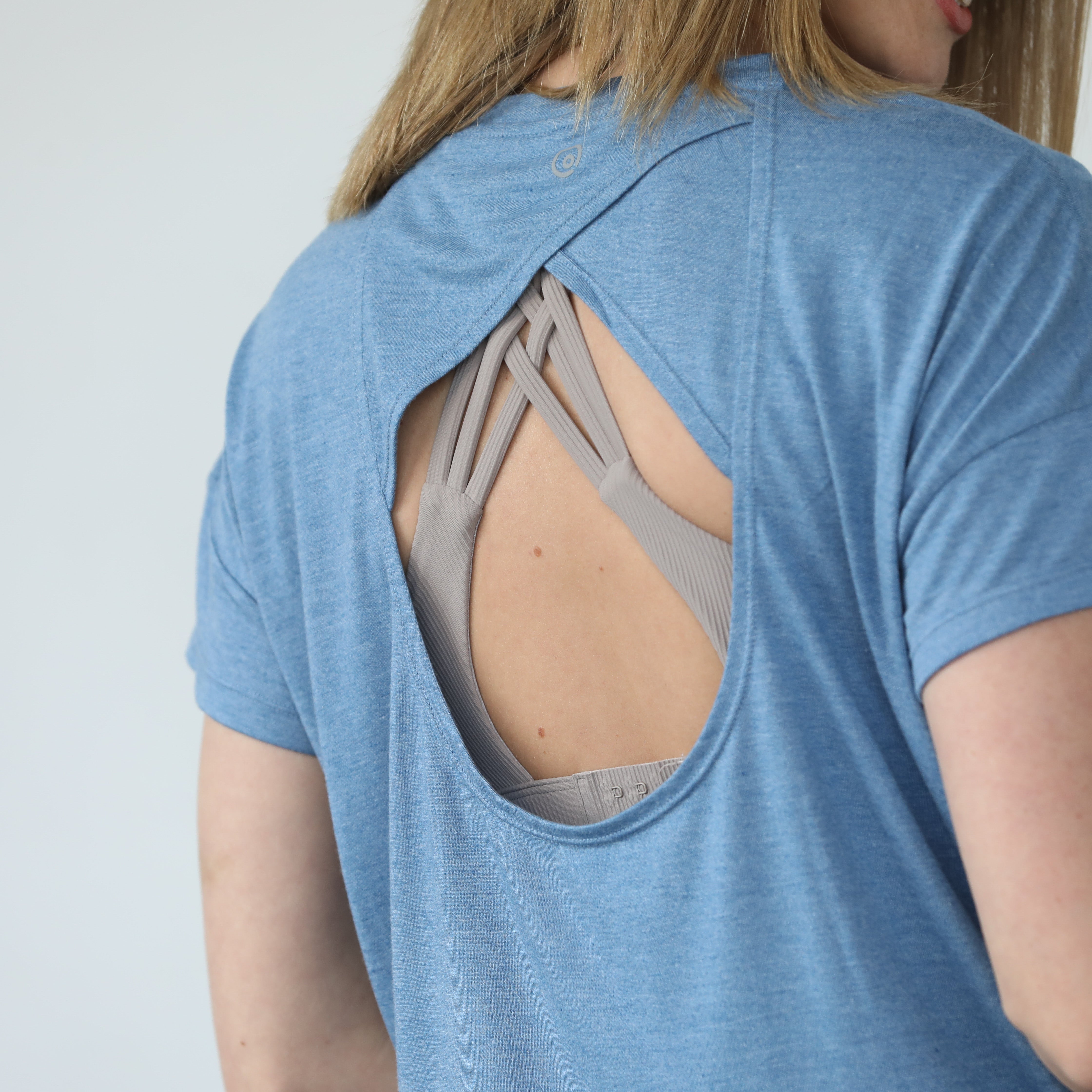 Abigail nursing short sleeve top, pacific blue, sweat and milk