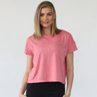 Abigail nursing short sleeve top, sugar coral, sweat and milk