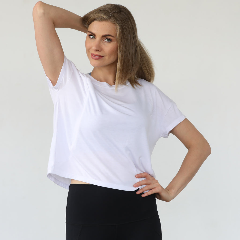 Abigail nursing short sleeve, white, sweat and milk