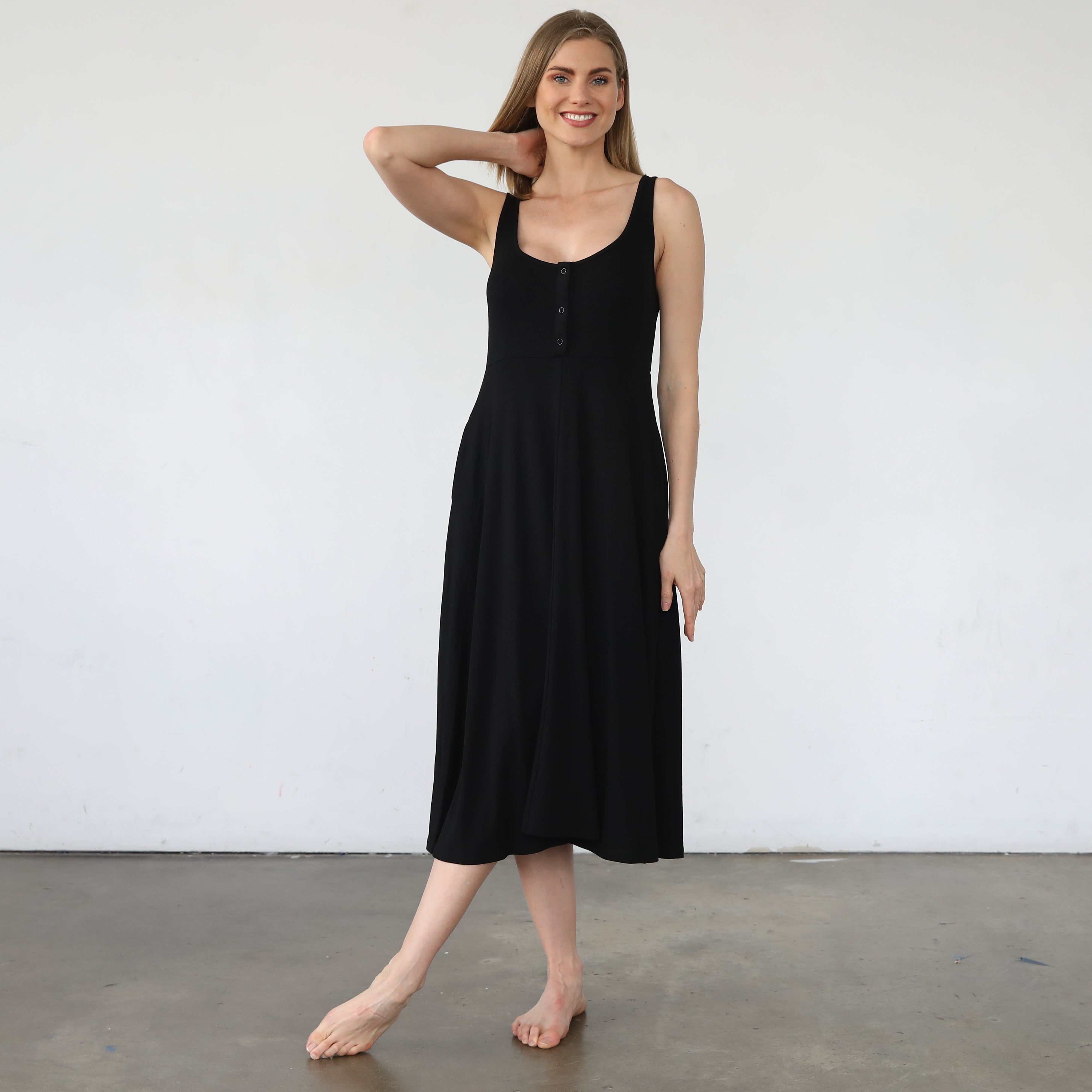 Audrey Softest Rib Nursing & Pregnancy Tank Dress (Noir) Sweat & Milk Audrey Softest Rib Nursing & Pregnancy Tank Dress (Noir) Sweat & Milk