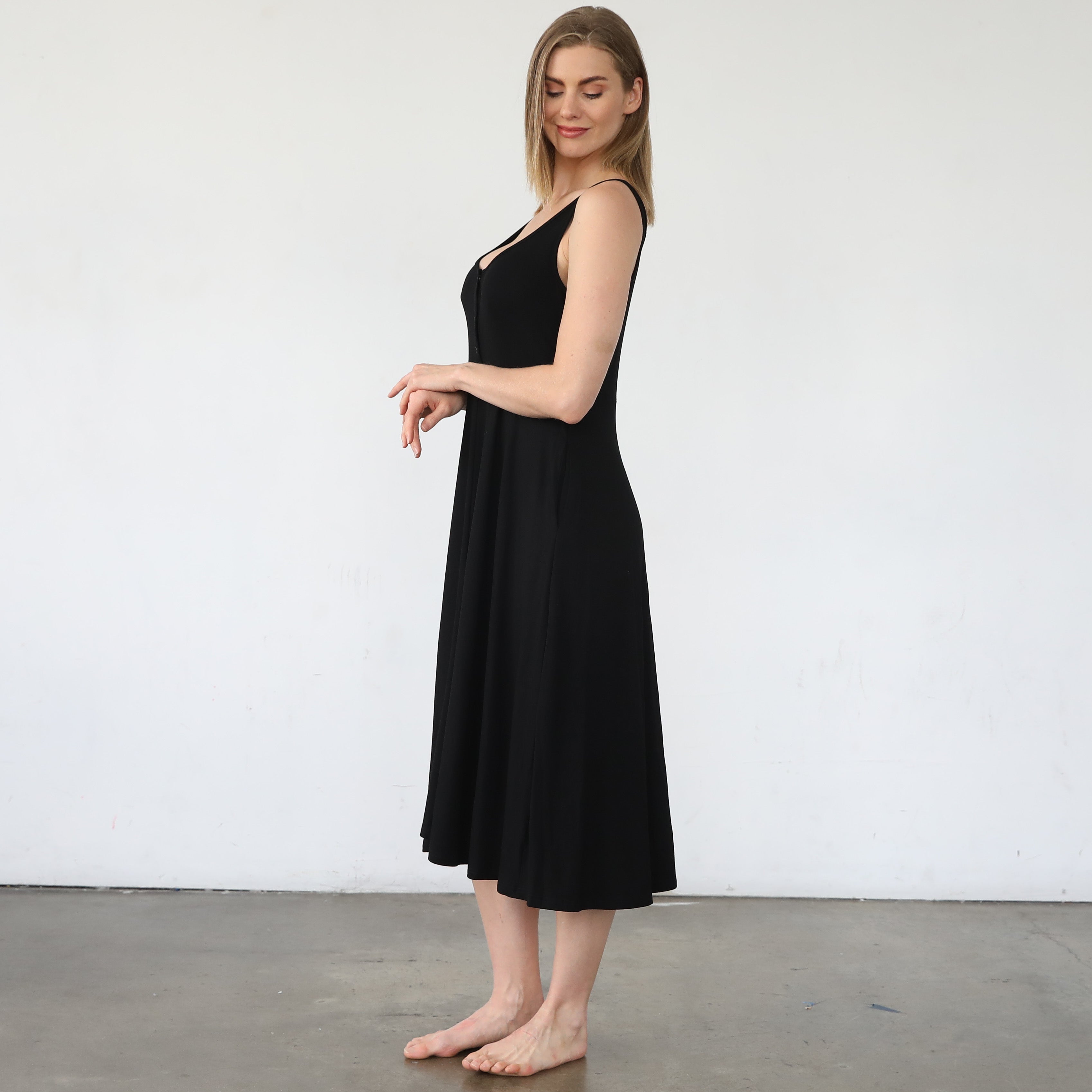 the softest rib nursing tank dress Audrey Softest Rib Nursing & Pregnancy Tank Dress L / Noir