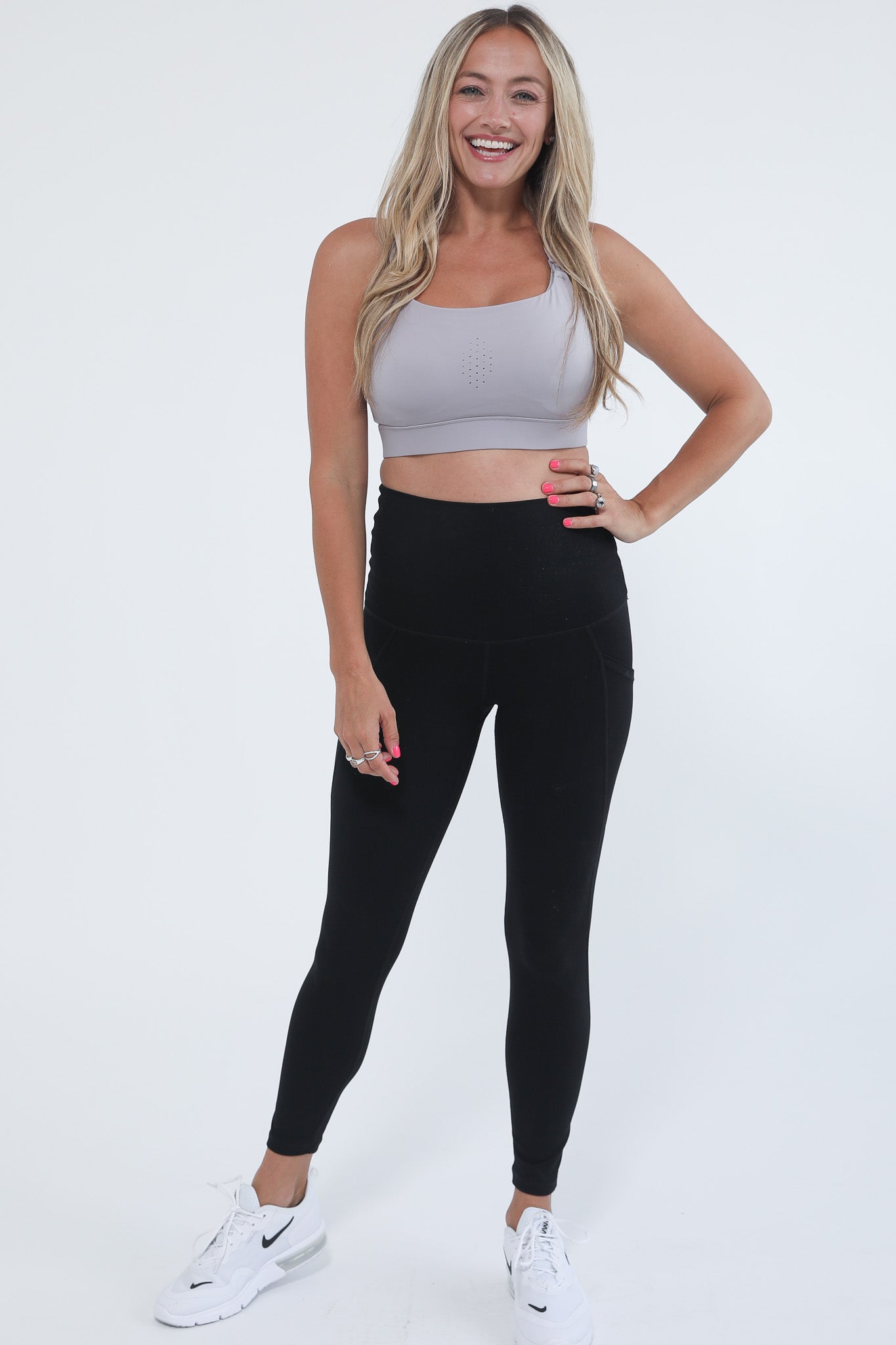 Chloe 4 Running Nursing Sports bra, high impact, grey, sweat and milk