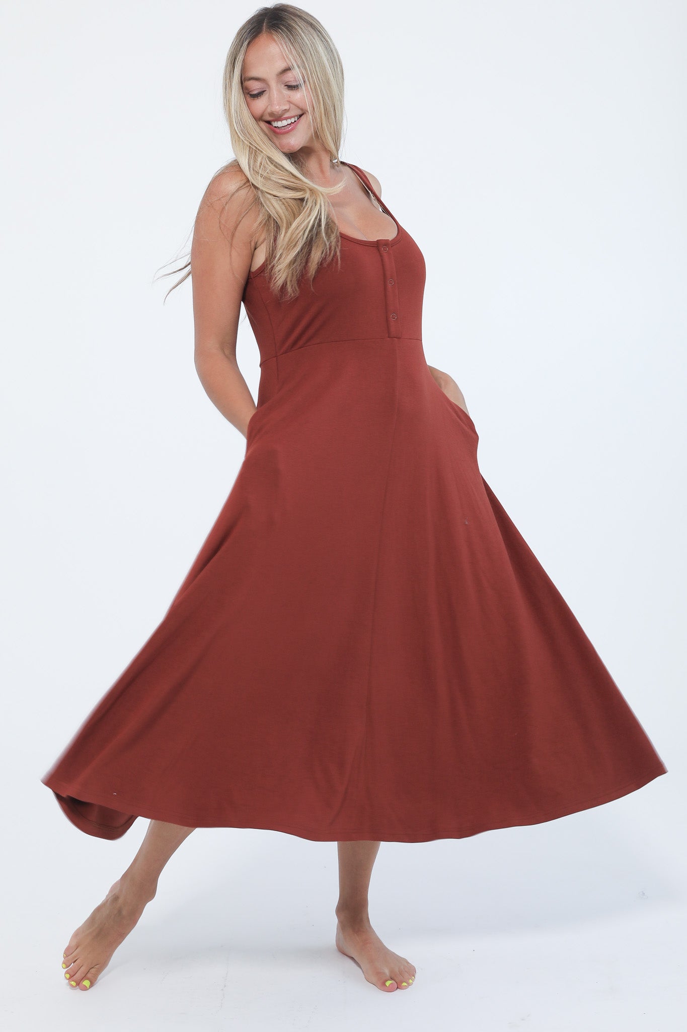 Audrey nursing pregnancy dress, rust