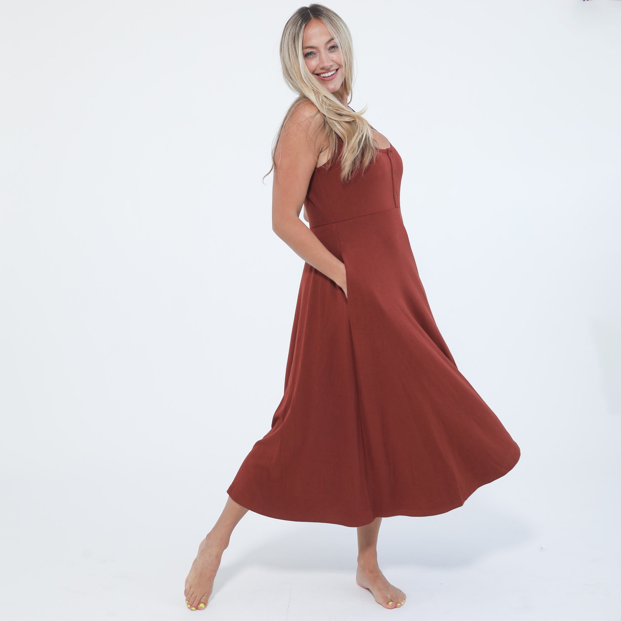 Audrey nursing pregnancy dress, rust