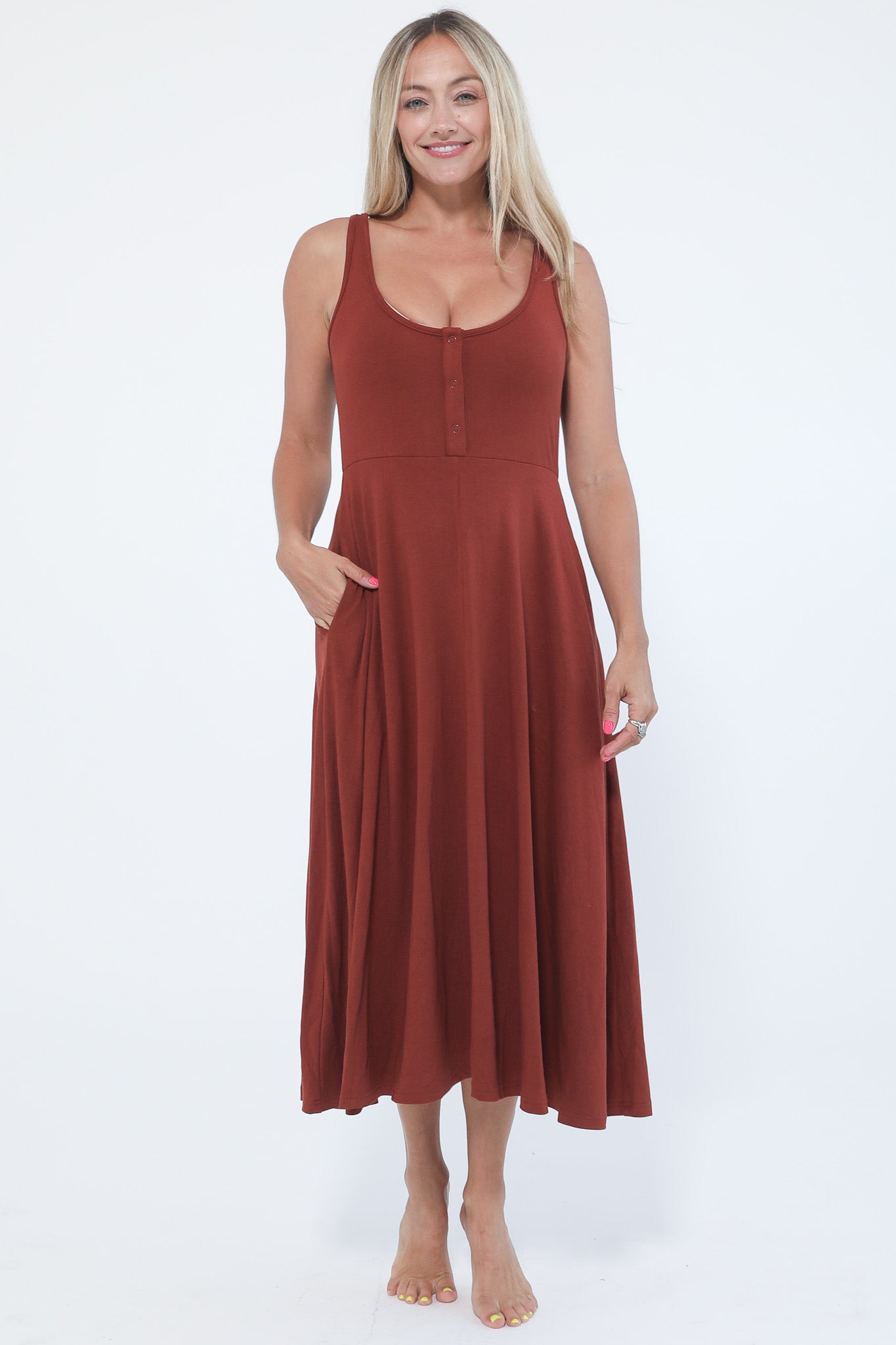Audrey nursing pregnancy dress, rust