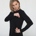 stylish nursing top with invisible zippers, open back design, sweat and milk