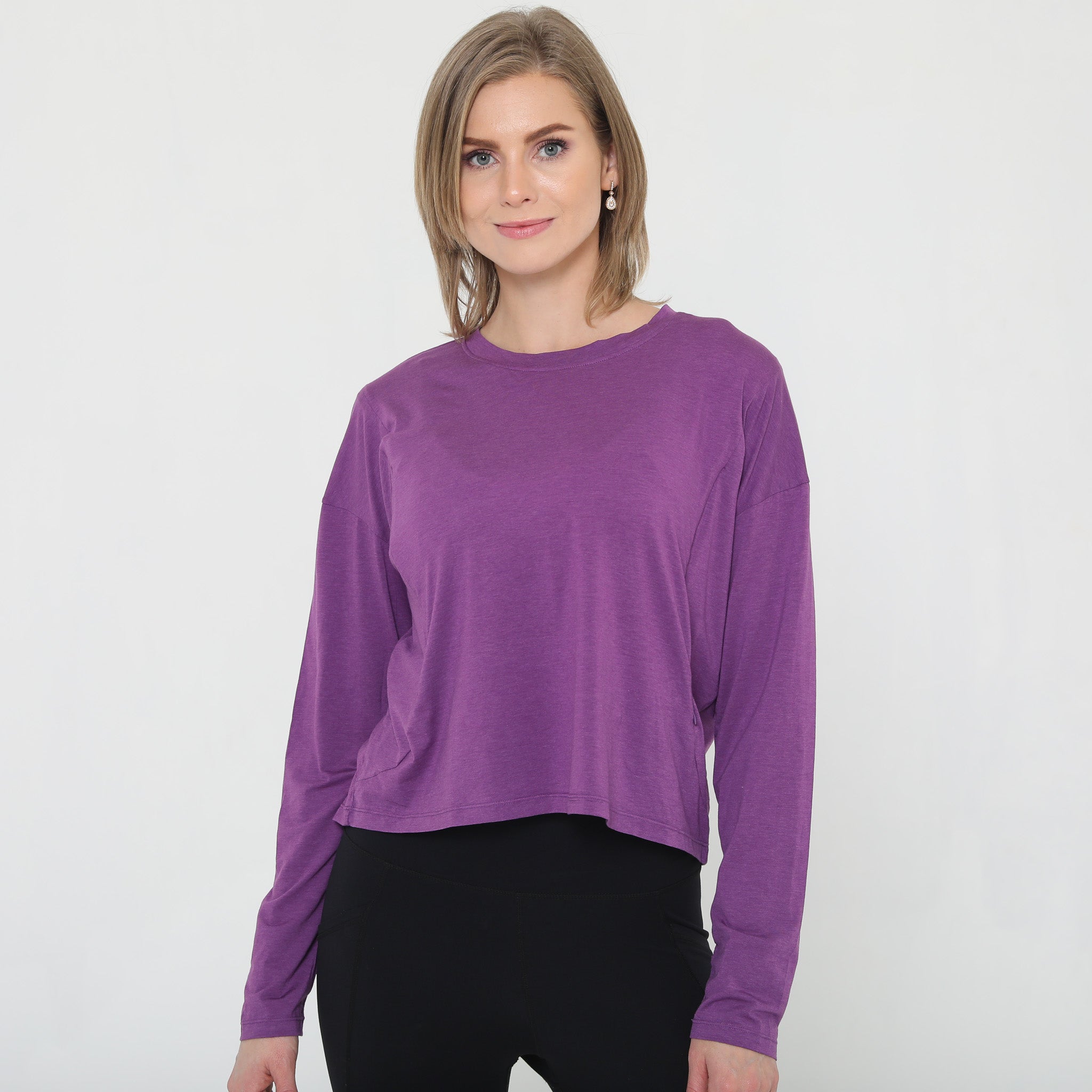 Soft stylish crop long sleeve nursing top, sweat and milk