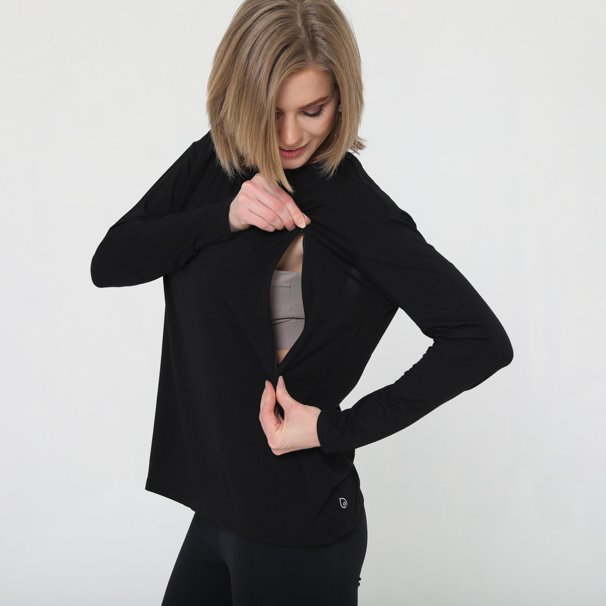 Stylish Open back nursing top long sleeve, sweat and milk