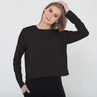 soft long sleeve nursing top crop style, sweat and milk