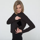 soft long sleeve nursing top crop style, sweat and milk