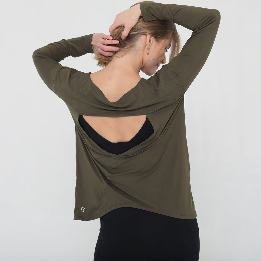 Stylish open back nursing top long sleeve, loose fit, Sweat and Milk