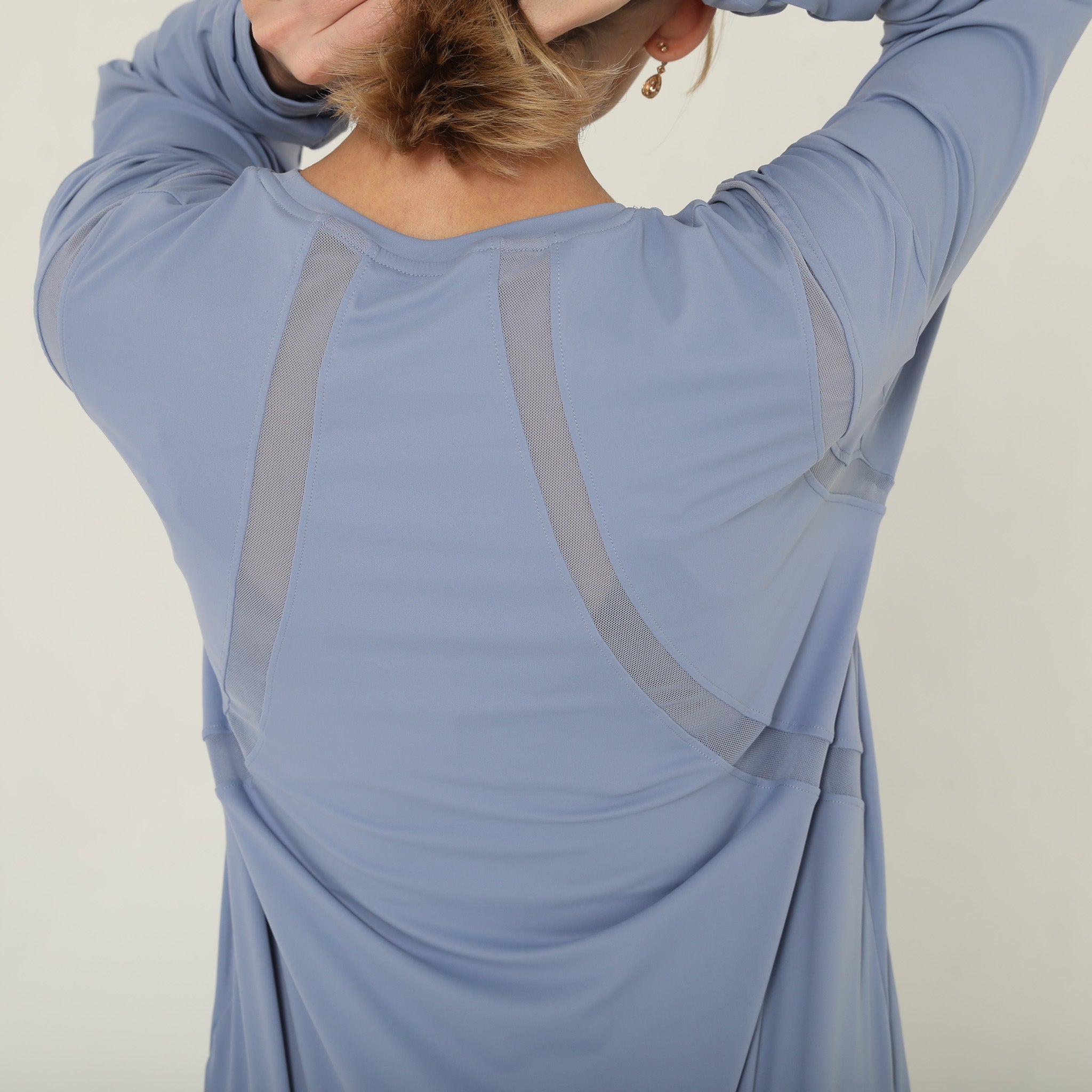 Stylish mesh nursing top long sleeve with zippers, sweat and milk
