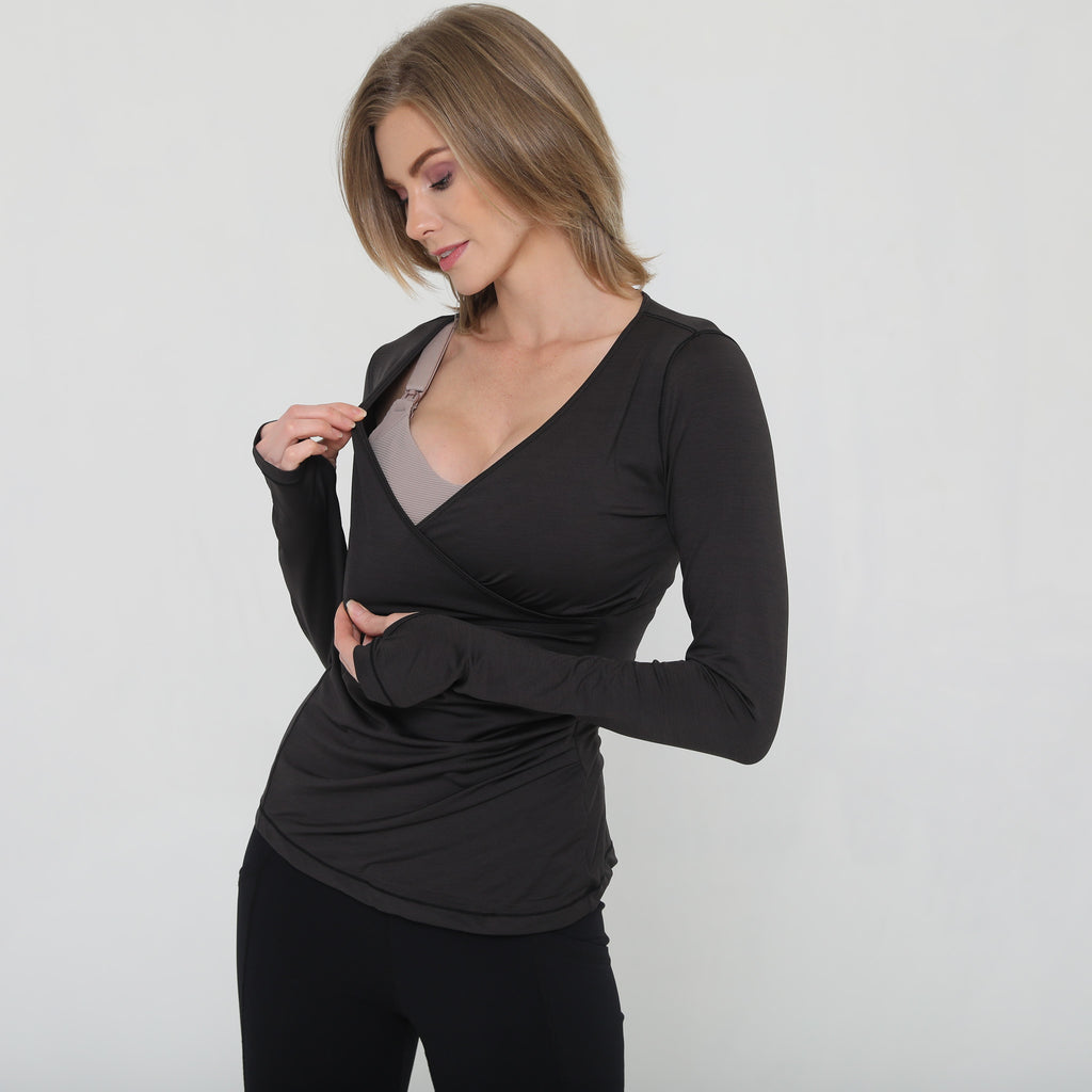 Crossover nursing and pregnancy top long sleeve, Sweat & Milk