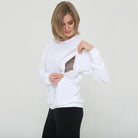 Stylish mesh nursing top long sleeve with zippers, sweat and milk