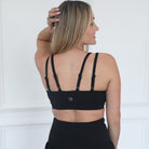 Medium Impact Nursing and pumping sports bra, stylish, black, sweat and milk