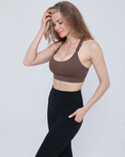 Oceane 4 Medium support nursing sports bra, espresso, sweat and milk