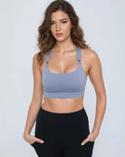 Chloe 4 nursing and pumping bra front view – in solar gray – Sweat and Milk