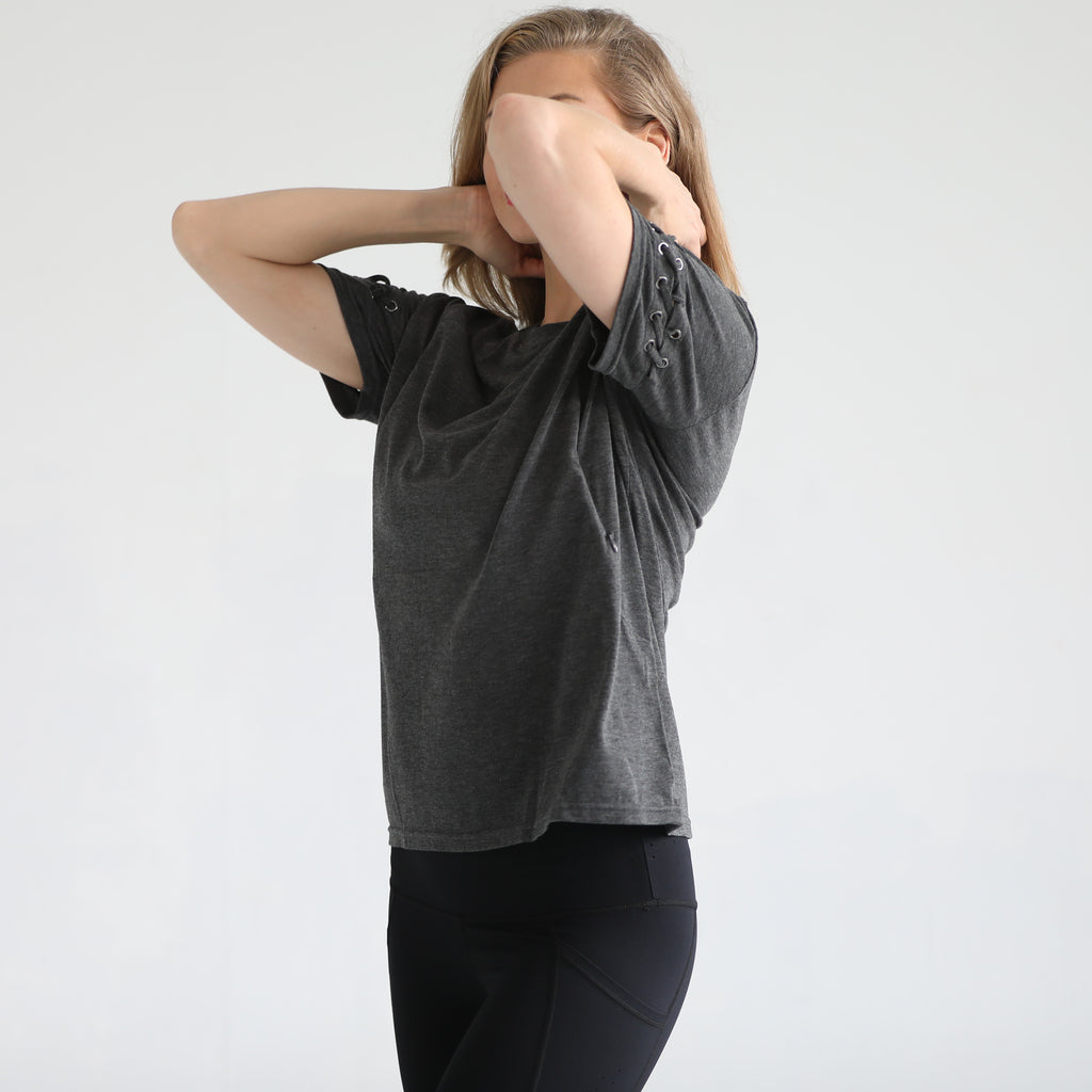 loose fit nursing t shirt with zippers, sweat and milk