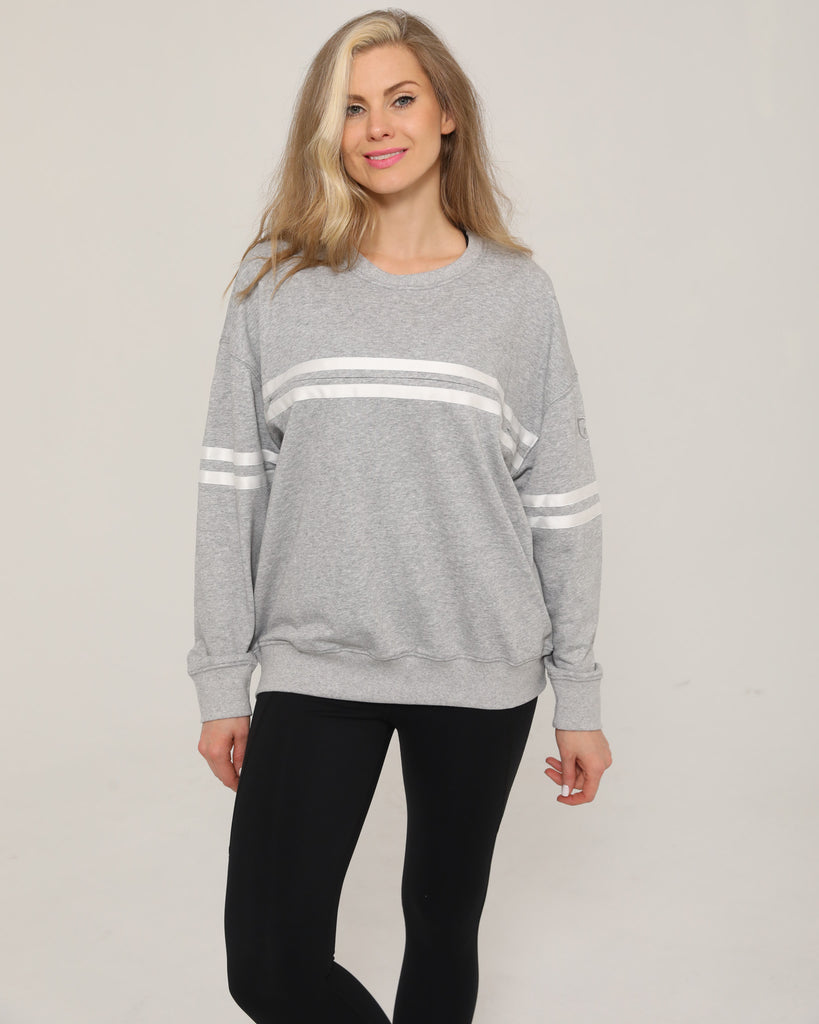 Front view of the Celine Nursing Pullover in heather gray, featuring a relaxed fit and soft textured fabric.