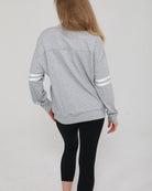 Back view of the Celine Nursing Pullover in heather gray