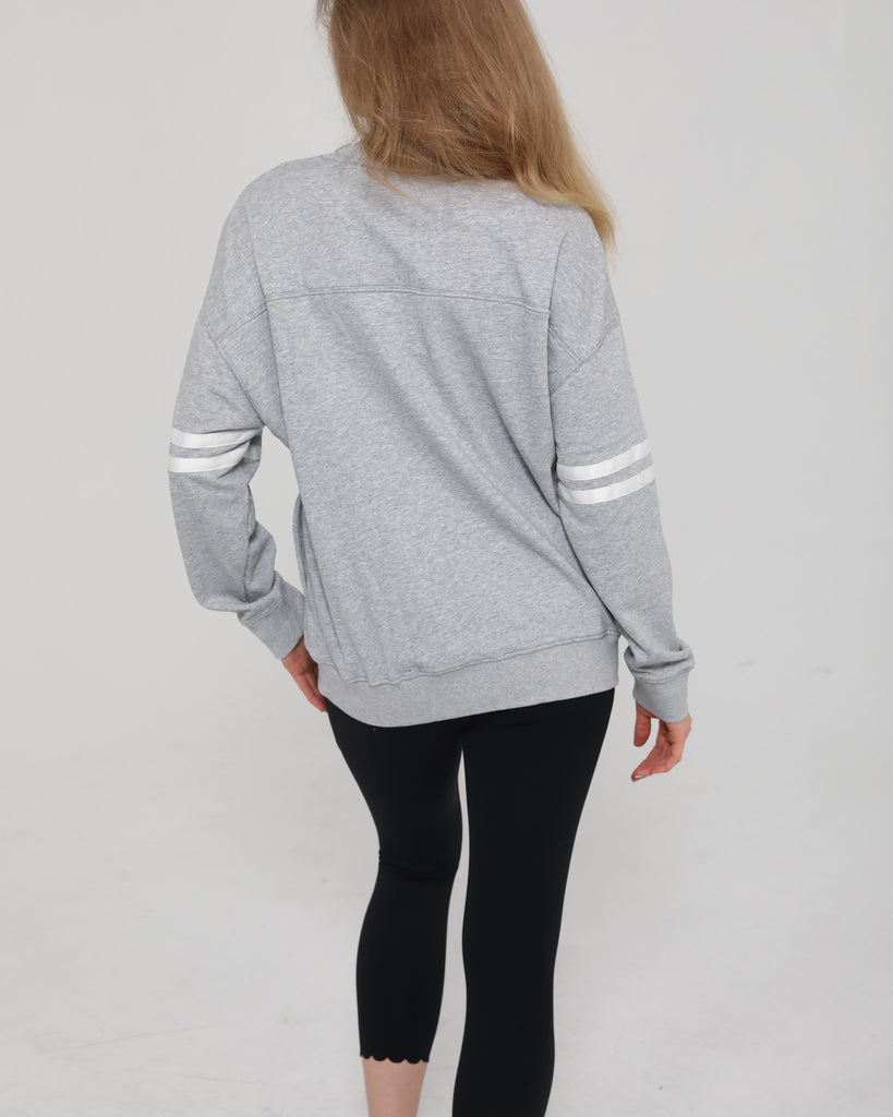 Back view of the Celine Nursing Pullover in heather gray