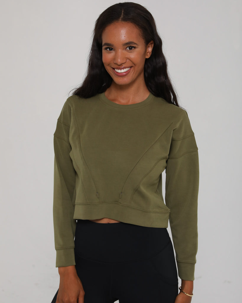 Lyah softtreme nursing sweatshirt pullover, front shot, sweat and milk