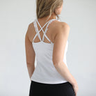 Delphine ruffle nursing sports tank bra in Blanc
