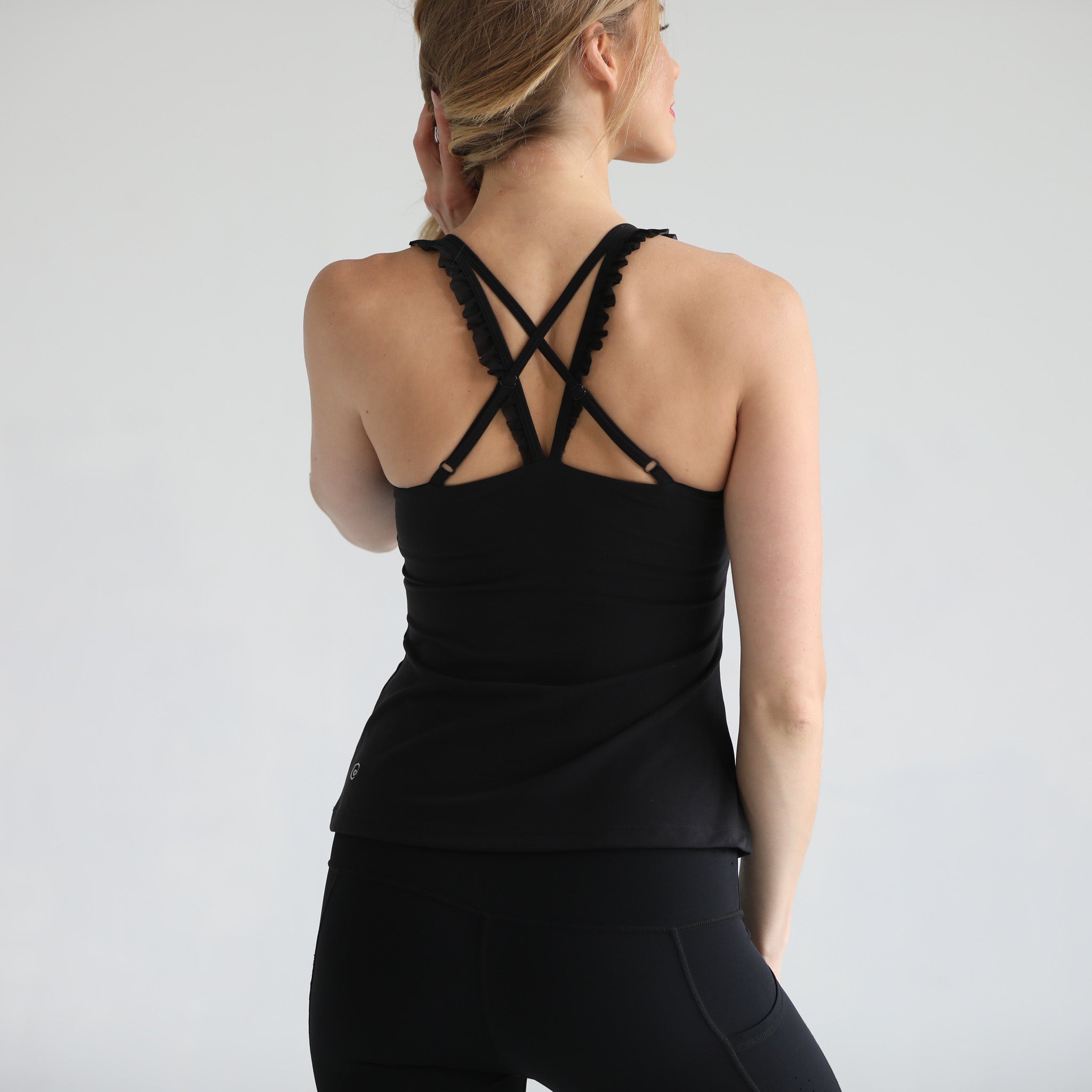 Ruffle nursing tank bra, sweat and milk