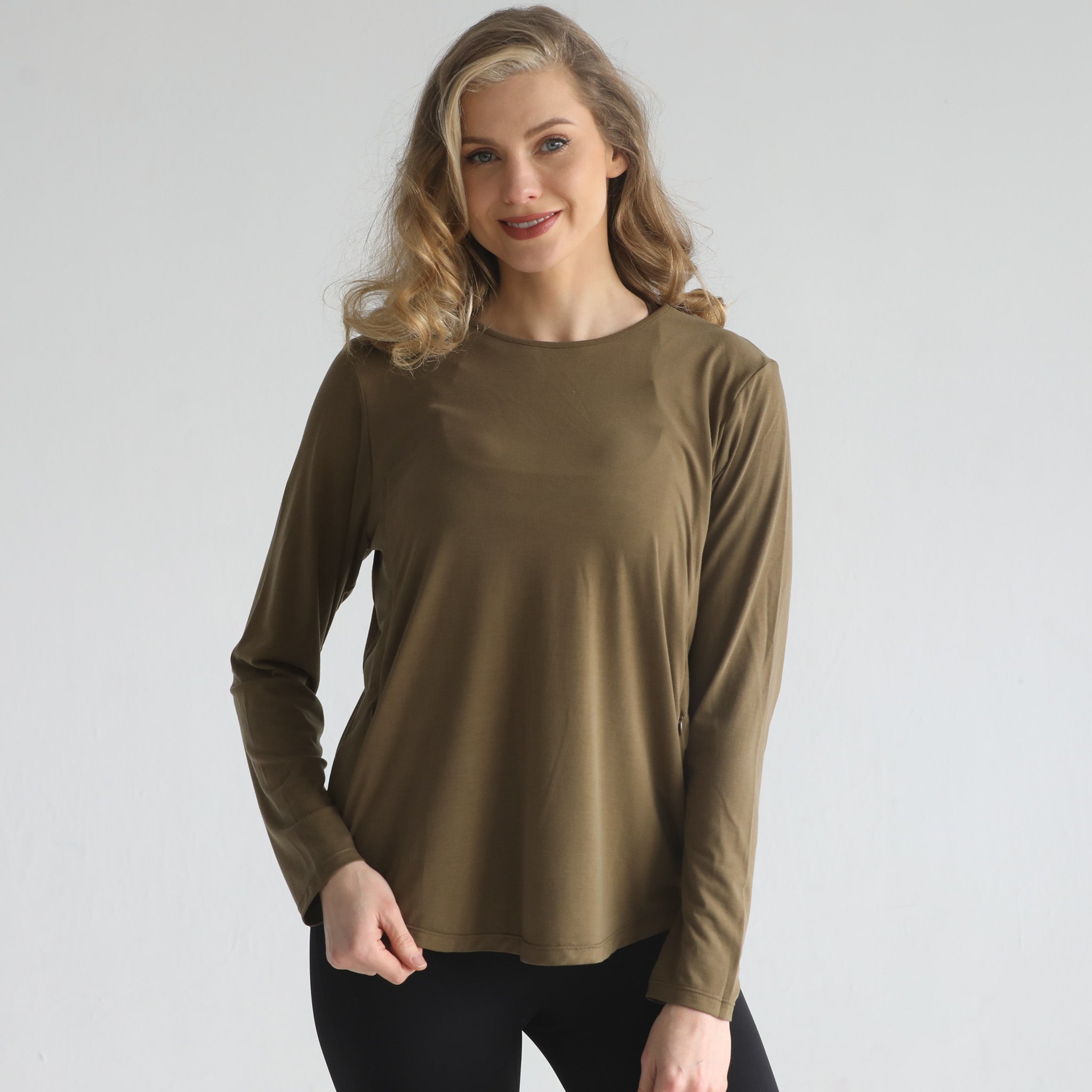loose fit nursing long sleeve, sweat and milk