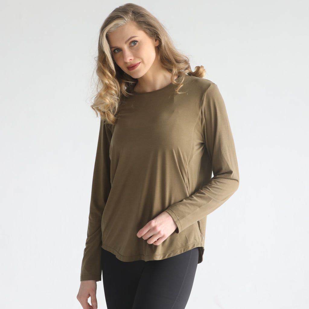 loose fit nursing long sleeve, sweat and milk