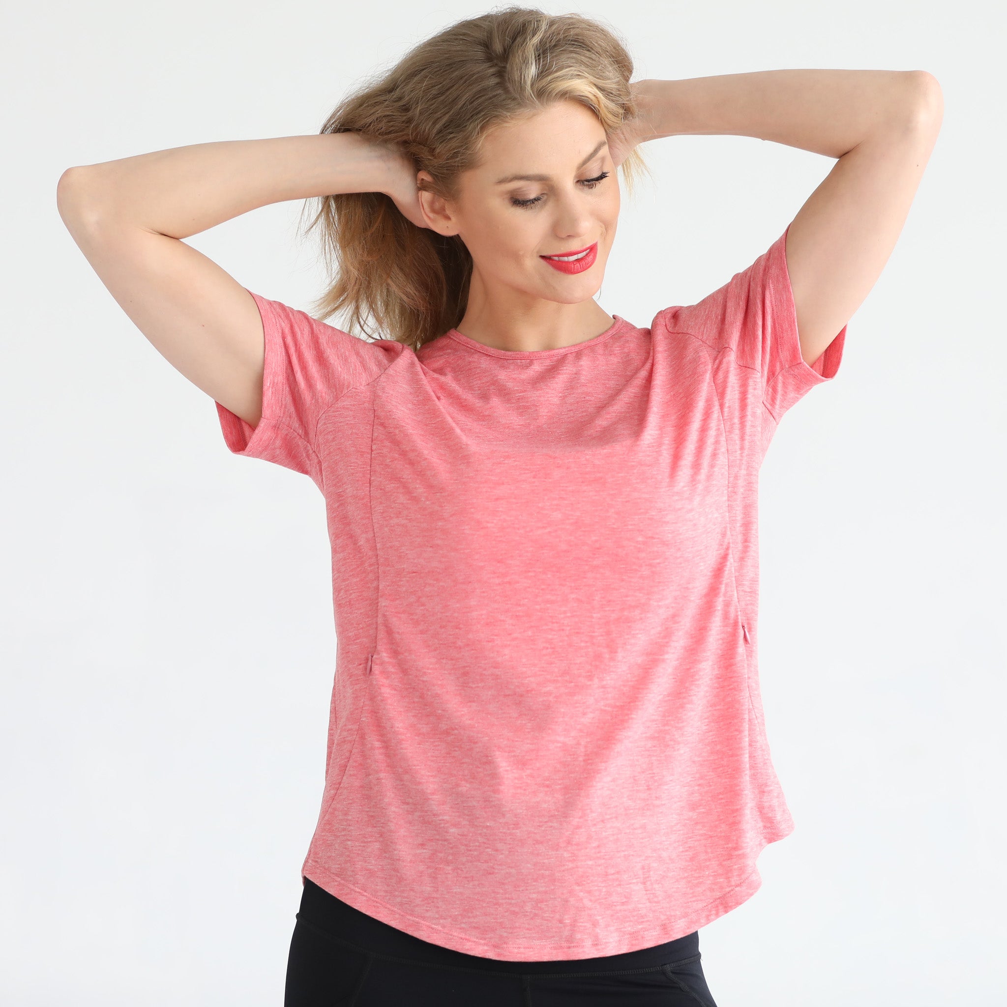 Harper nursing Tee with zippers, loose fit, sweat and milk
