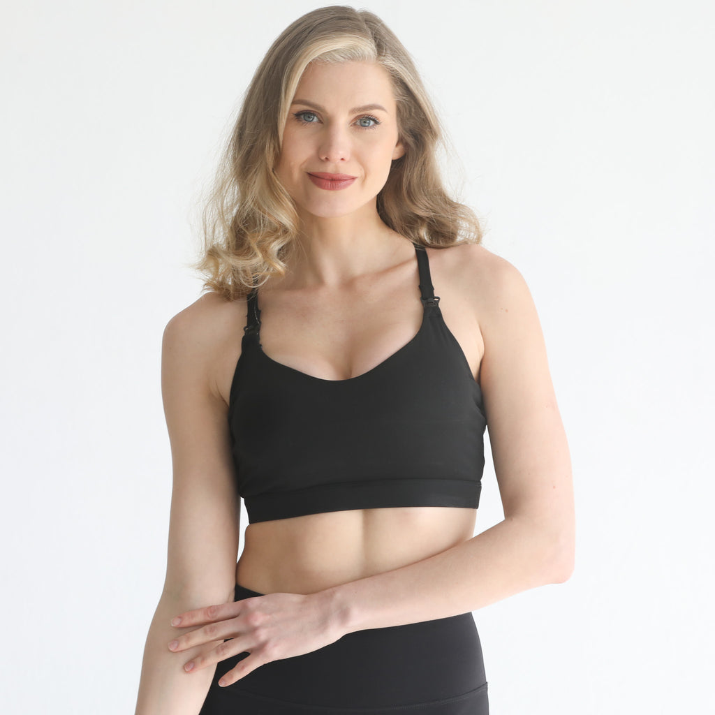 Medium support nursing sports bra, adjustable, sweat and milk