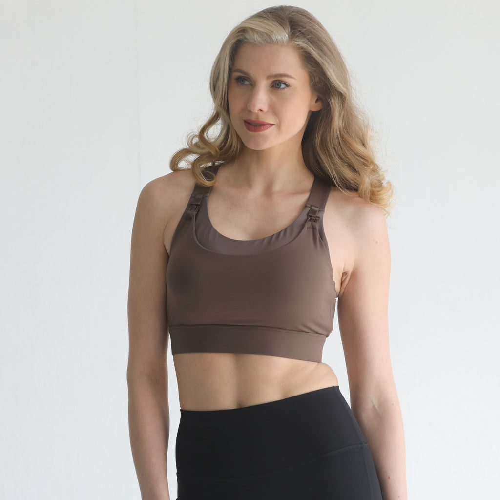 high impact nursing sports bra for large chested moms, sweat and milk