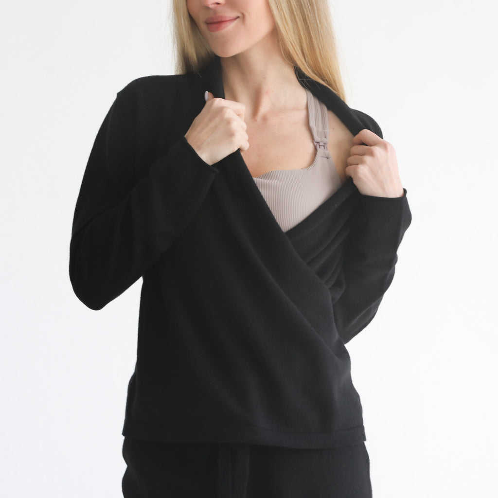 100% cashmere wrap sweater nursing crossover