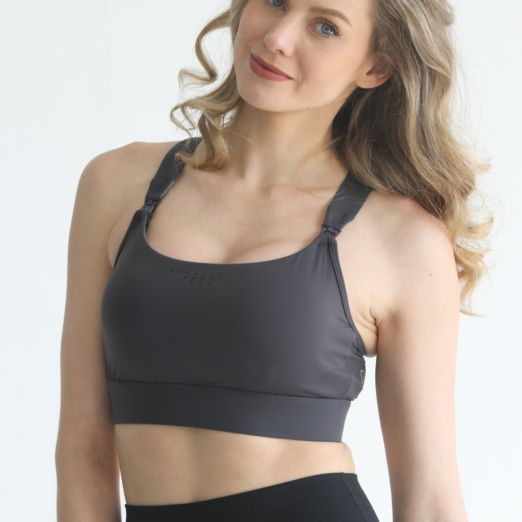 high impact adjustable nursing sports bras for large chested moms, sweat and milk