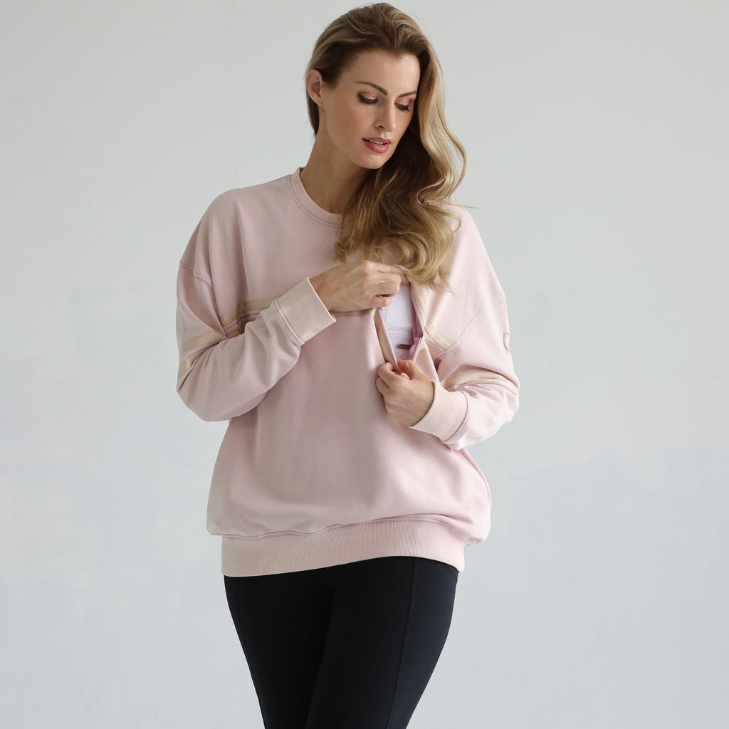 slouchy oversized nursing sweatshirt, sweat and milk