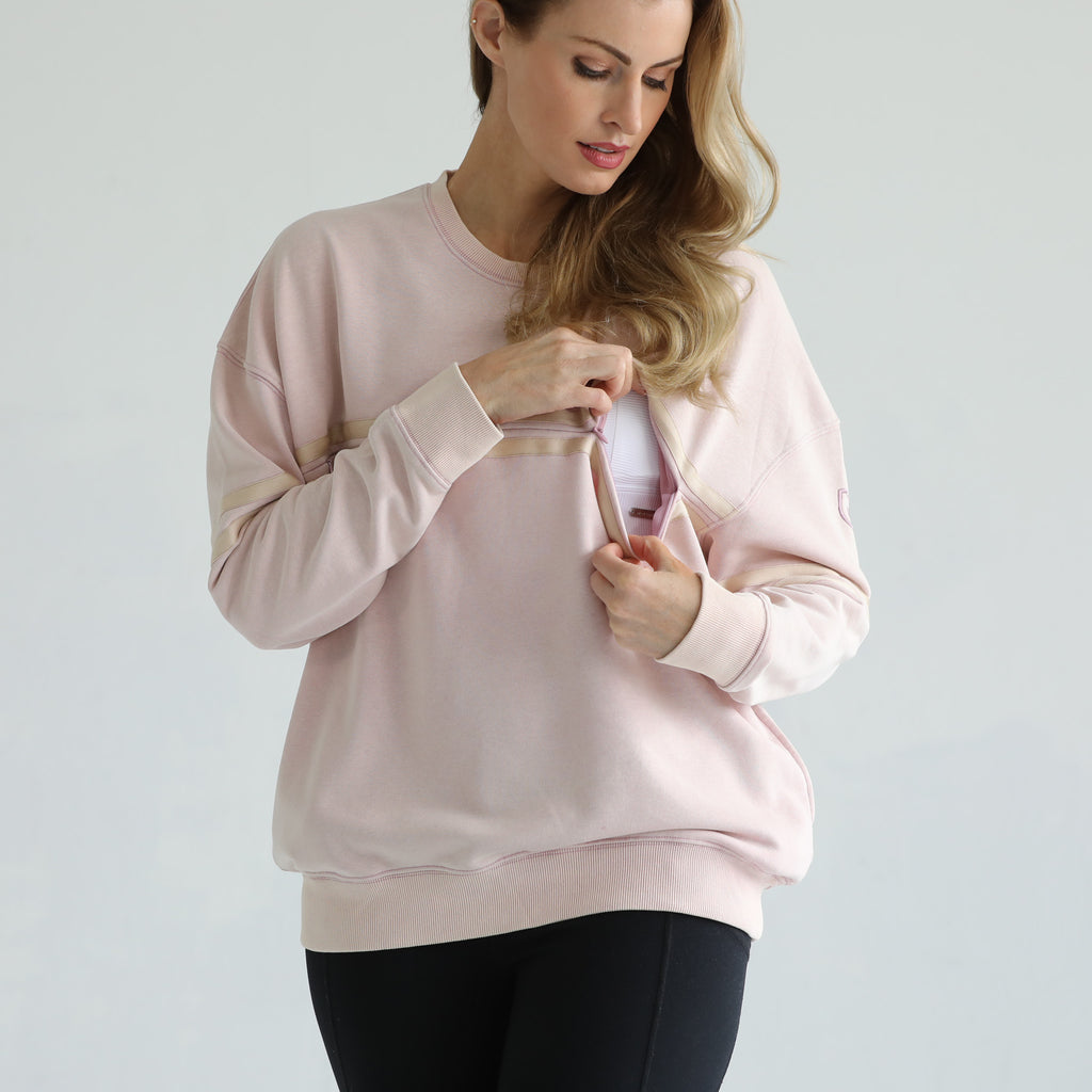 slouchy oversized nursing sweatshirt, sweat and milk