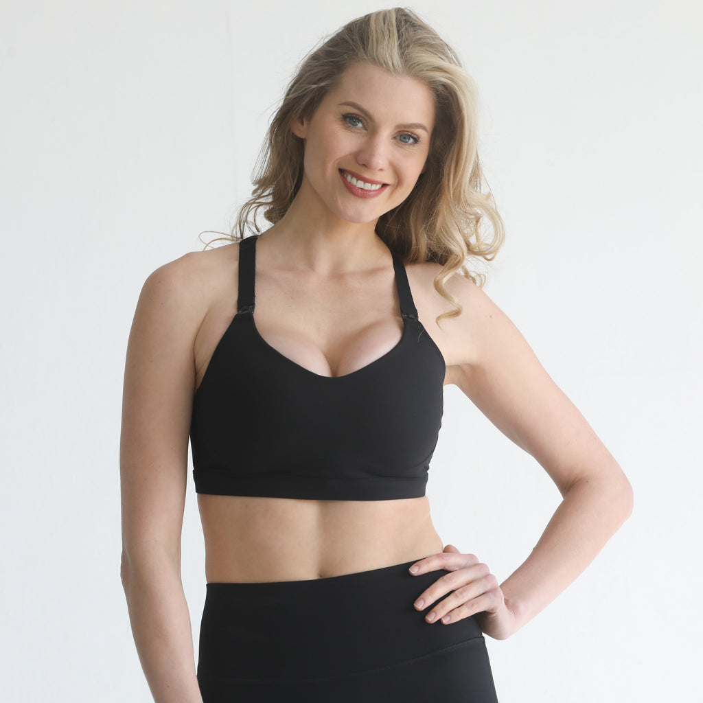 high support molded up nursing sports bra, adjustable, large chested mom, sweat and milk