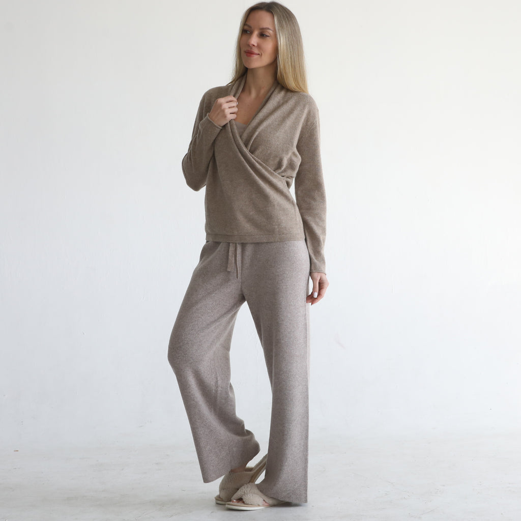 100% merino wool pants wide-leg